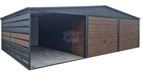 Garaż blaszany 6x6m wiata 3m 2x brama drzwi  drewnopodobny dach GP683