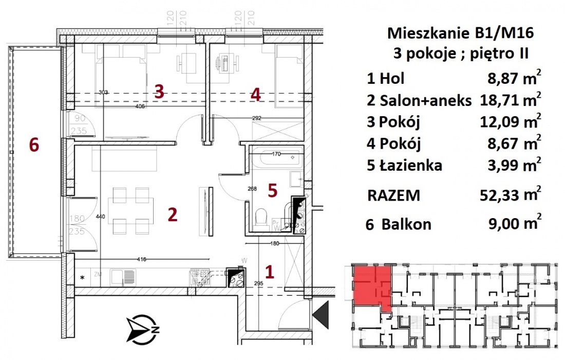 Nowe mieszkania - Rzeszów - Drabinianka - 47,09m2 - 1 Rzeszów - zdjęcie 5