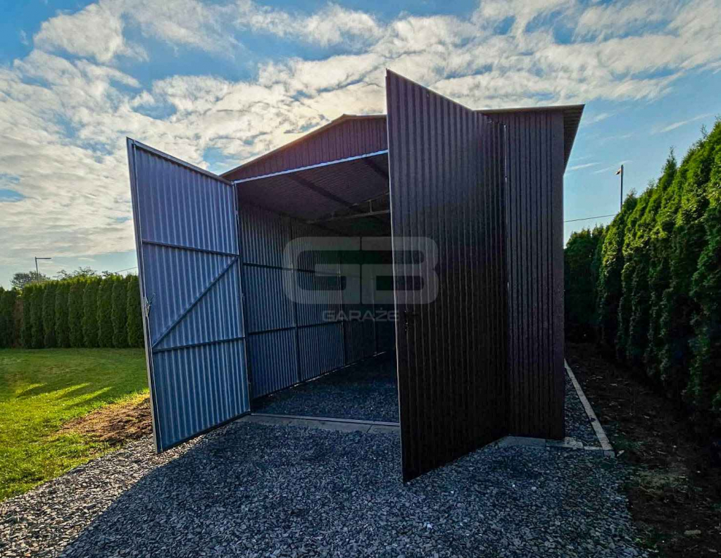 Garaż blaszany 4x8m wolnostojący  brama dwuskrzydłowa dwuspadowy GB173 Kętrzyn - zdjęcie 2
