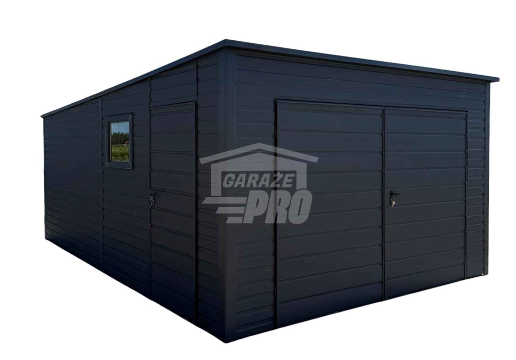 Garaż blaszany 4x5 m brama dwuskrzydłowa drzwi okno dach GP765 Wieliczka - zdjęcie 1