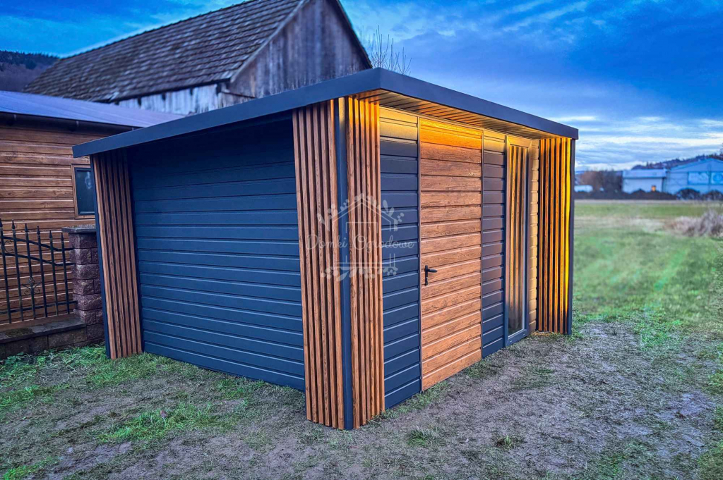 Schowek - Domek ogrodowy PREMIUM 3x3m + wiata  Dekor z lameli  ID902 Drawsko Pomorskie - zdjęcie 4