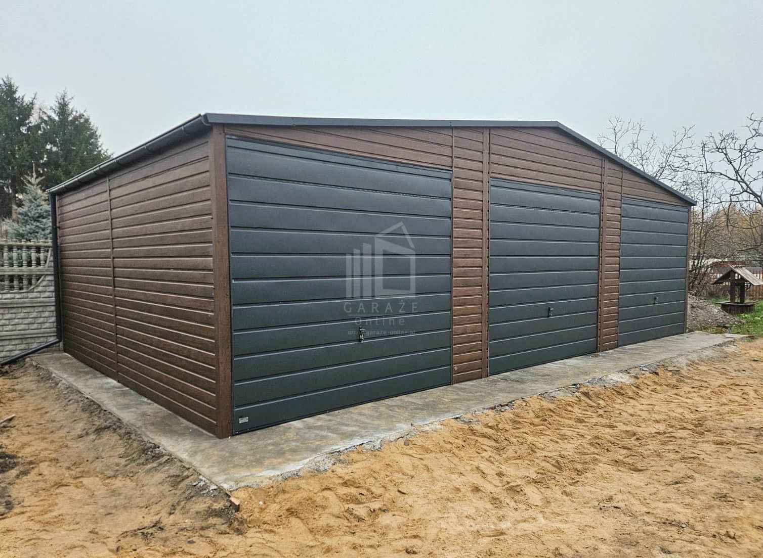 Garaż blaszany 10,5x6m 3x Brama uchylna drzwi rynny dwuspad ID791 Łęczyca - zdjęcie 4