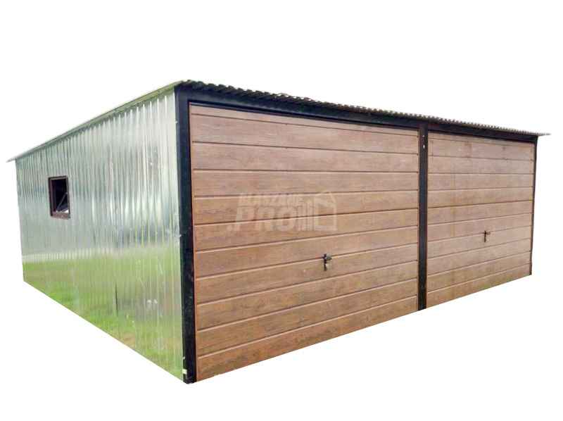 Garaż blaszany 6x5 2x Brama uchylna  + okno ocynk  spad w tył GP141 Ciechanów - zdjęcie 1