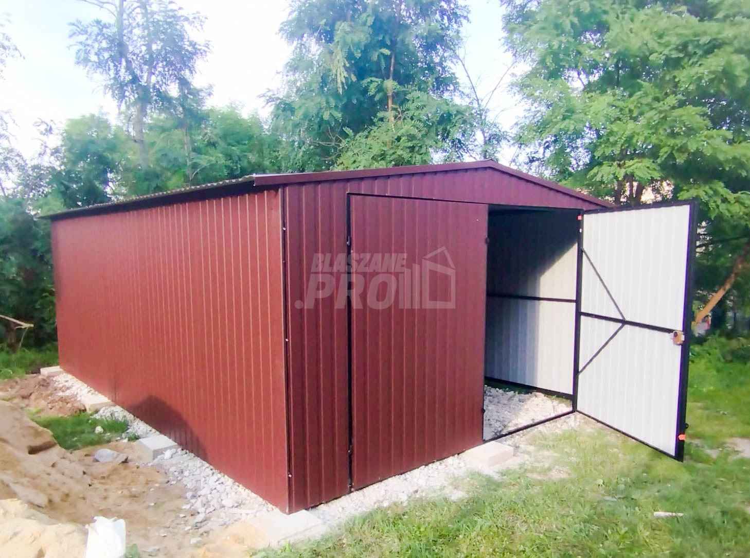 Garaż blaszany 4x7 Brama Brąz Dach dwuspadowy - wolnostojący GP206 Lubartów - zdjęcie 5