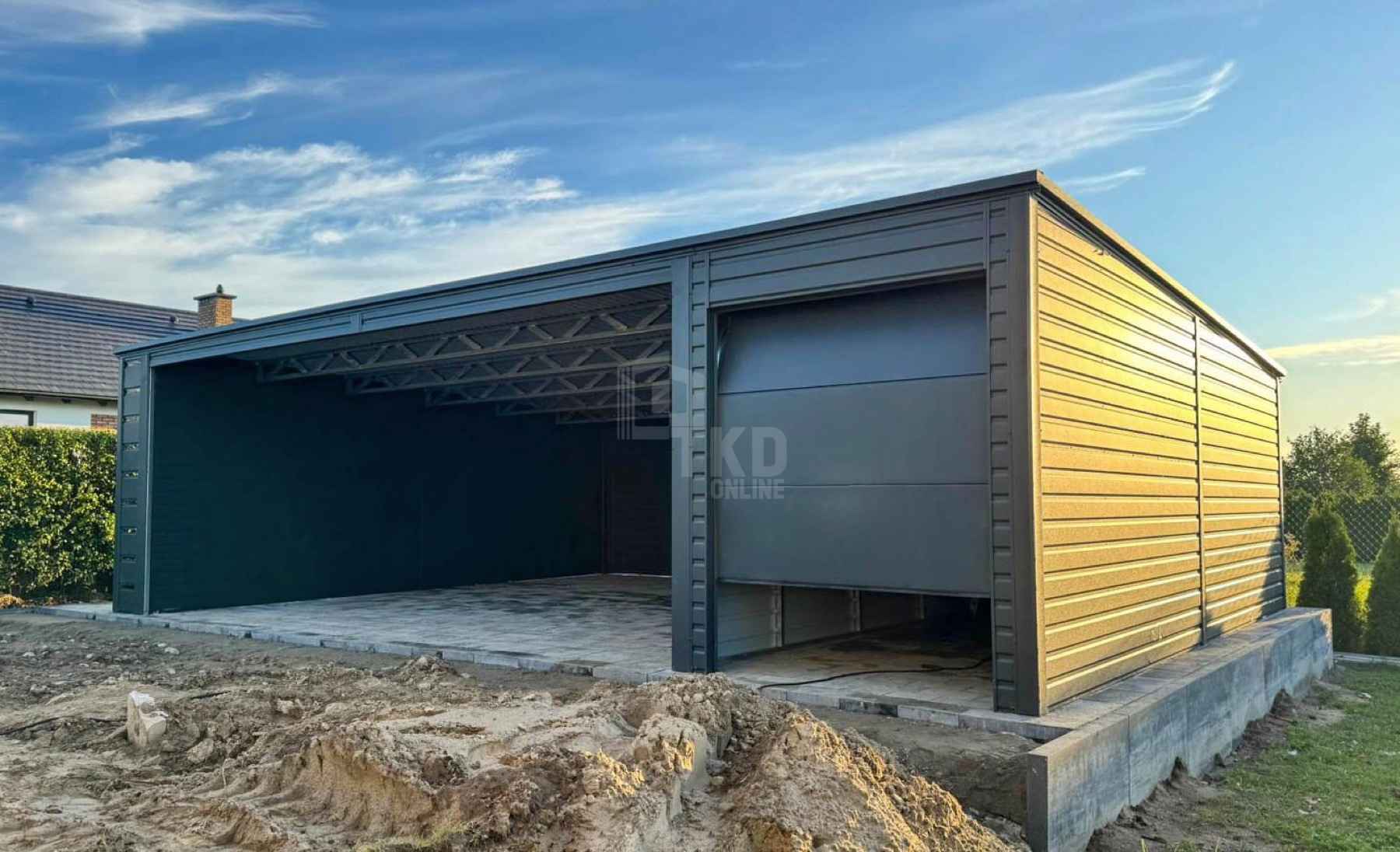 Wiata samochodowa 6x6m Garaż blaszany 2,5x6m wiata 0,5m brama TKD438 Rawa Mazowiecka - zdjęcie 3