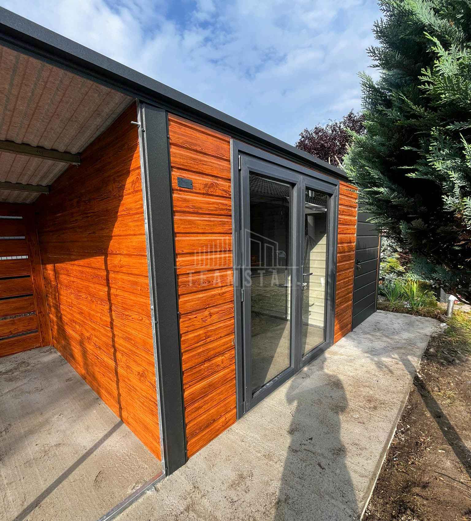 Schowek domek ogrodowy 4x3m wiata 1,5m drzwi drzwi szklane PCV TS1214 Kwidzyn - zdjęcie 3