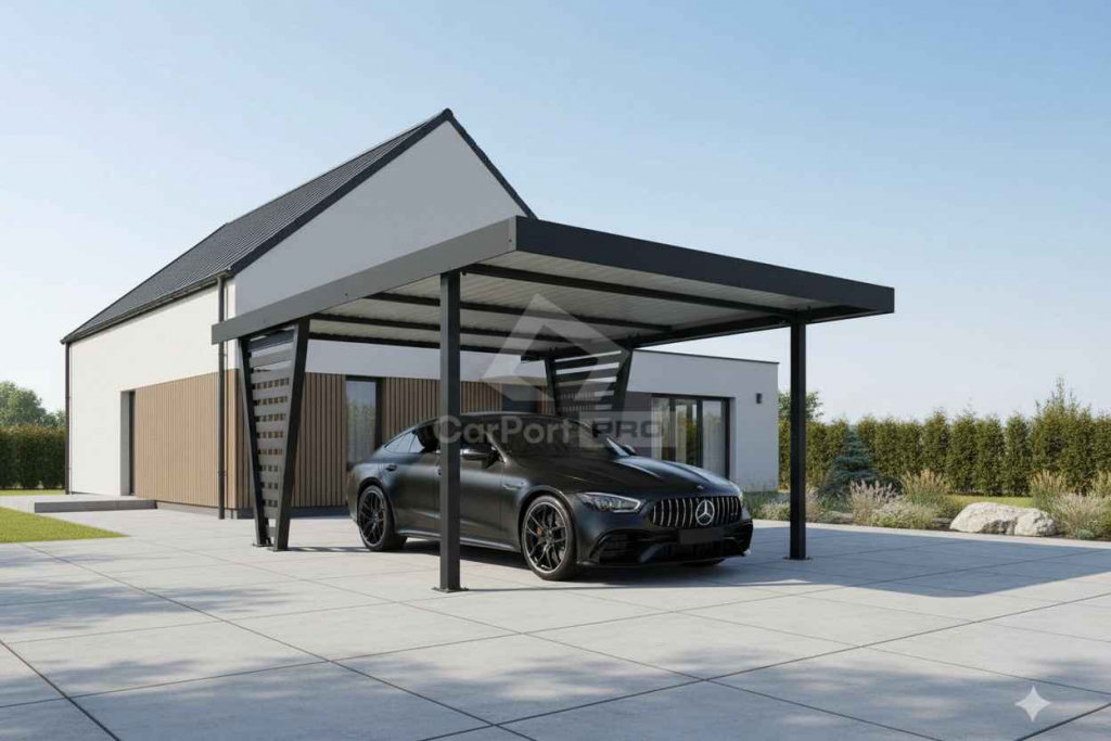 Carport V PREMIUM 5x4,5m Wypełnienie panelami Wiata samochodowa CP153 Braniewo - zdjęcie 2