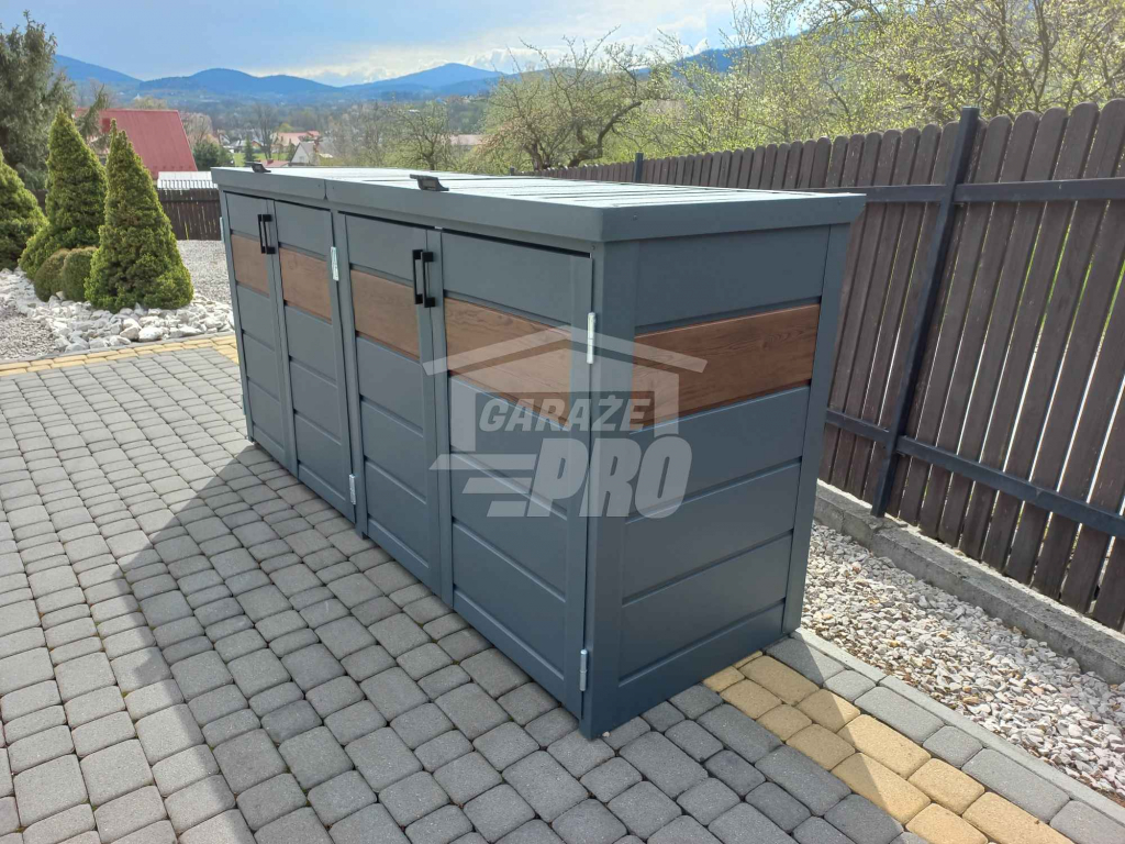Zabudowa koszy obudowa kubłów 275x80x120cm 4x240L+ ciemny orzech GP337 Gdynia - zdjęcie 3