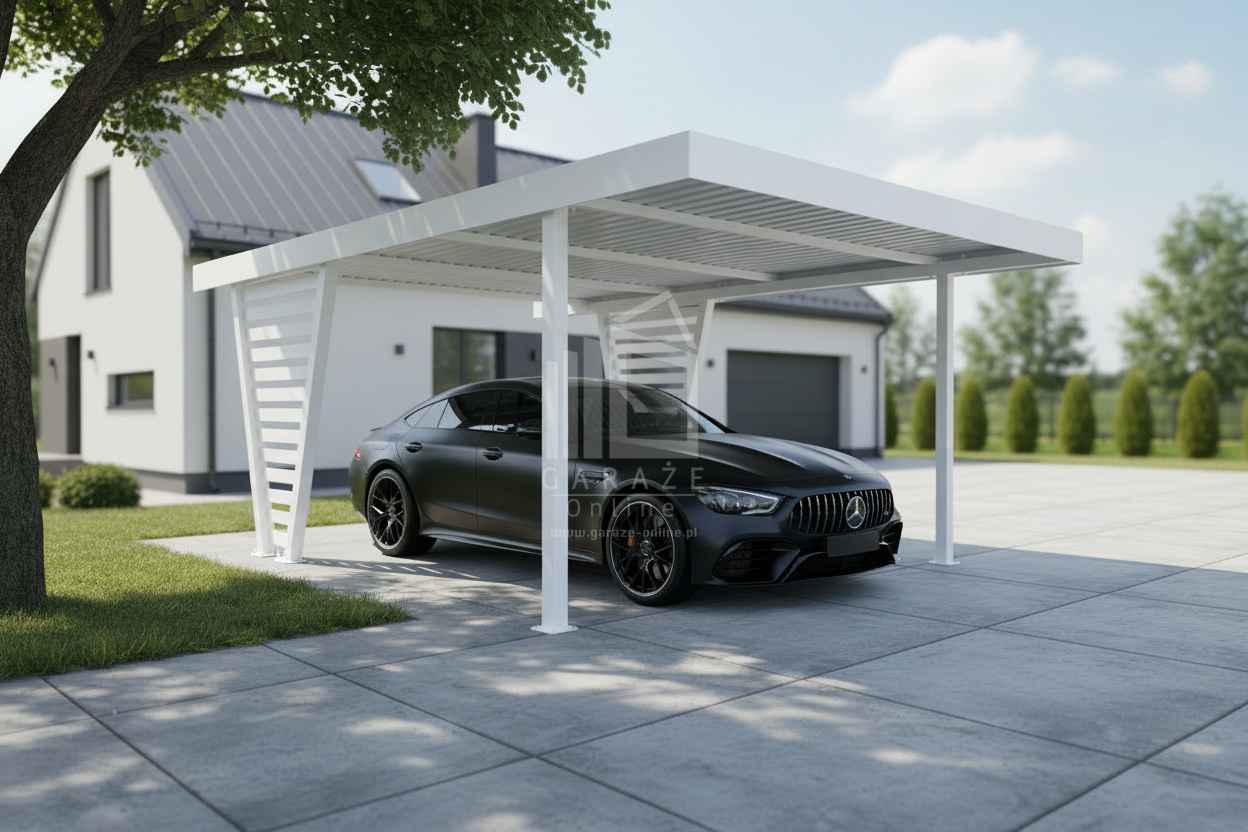 Carport V PREMIUM 4x5m - Wypełnienie panelami Wiata samochodowa ID1200 Kalisz - zdjęcie 2