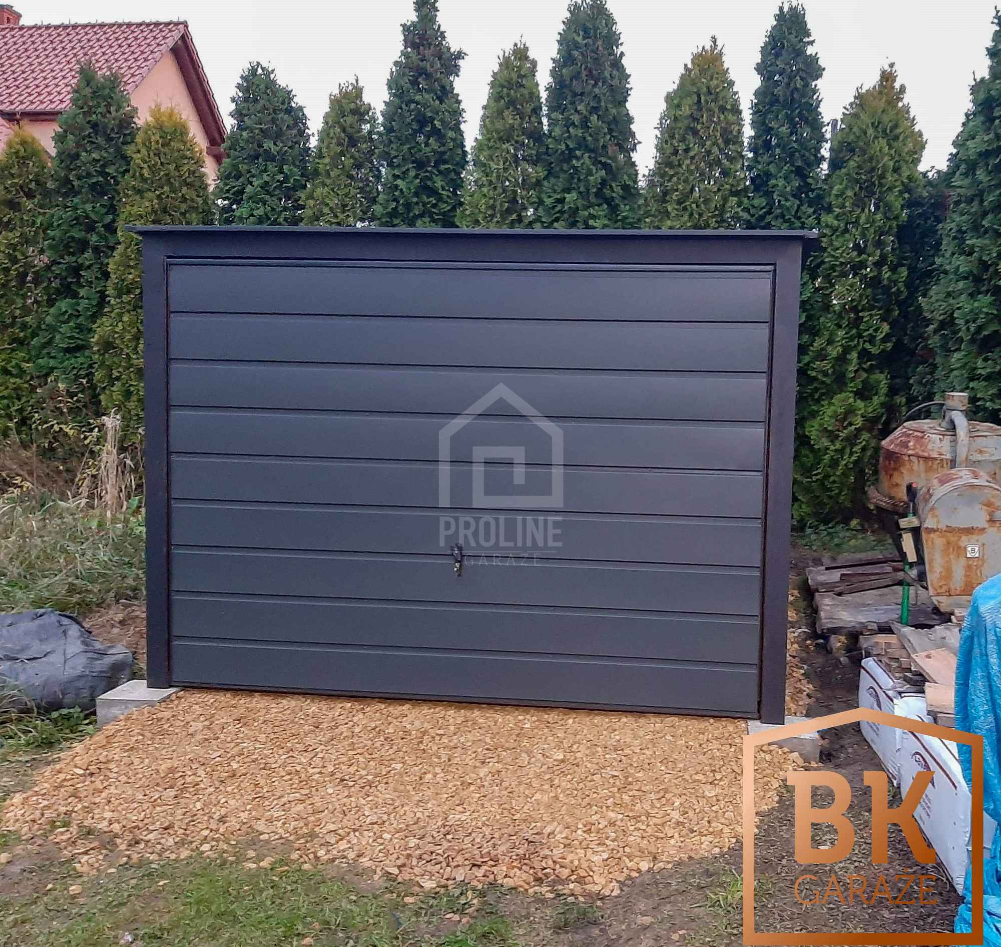 Garaż blaszany 3x5 - Brama uchylna - antracyt - dach spad w tył PLG123 Kielce - zdjęcie 2