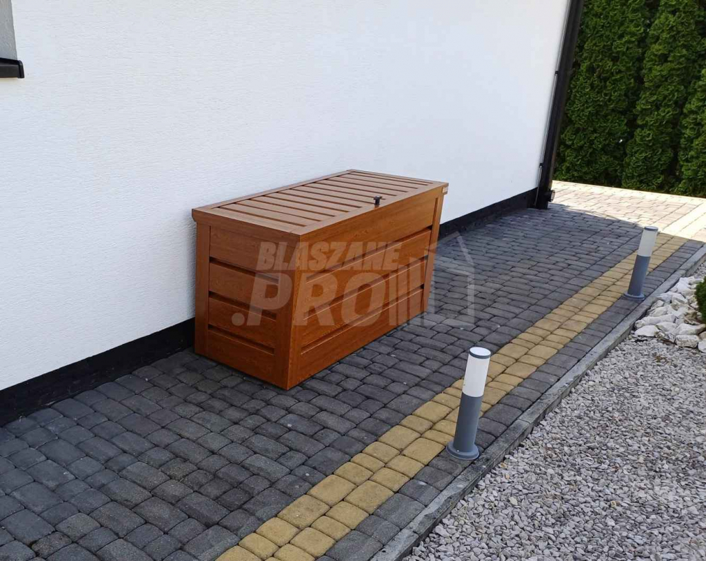 Skrzynia ogrodowa metalowa kufer 150x60x70cm  złoty dąb GP348 Przemyśl - zdjęcie 9