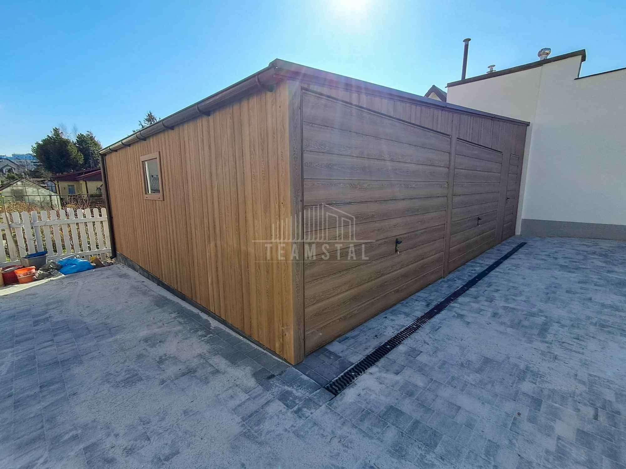 Garaż blaszany 8x6m 2x brama  okno drzwi drewnopodobny rynna TS1072 Psie Pole - zdjęcie 2