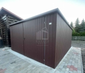 Garaż blaszany 5x5m - brama dwuskrzydłowa  dach rynna ID1237