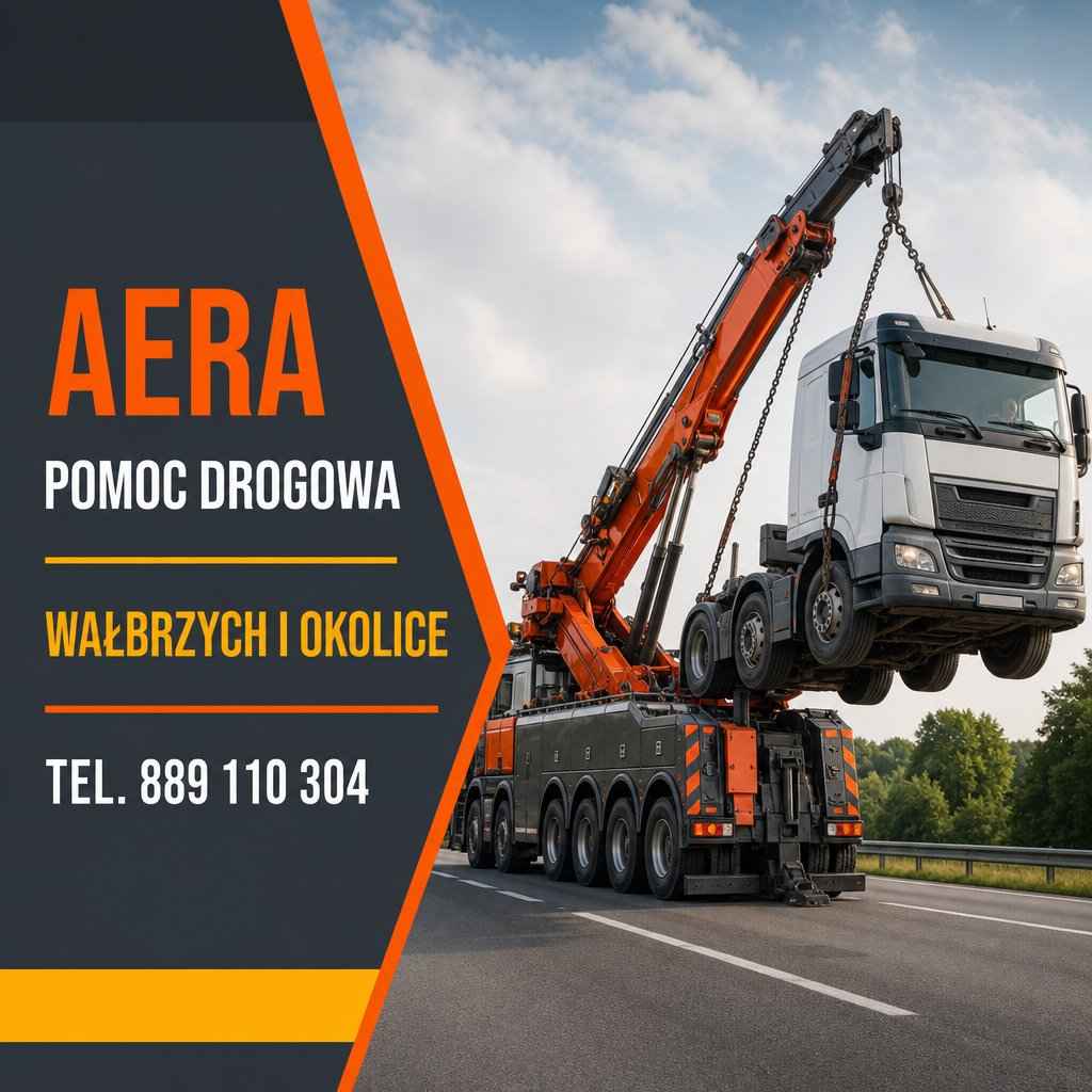 Wałbrzych: laweta, dźwig i transport maszyn - Pomoc Drogowa AERA Wałbrzych - zdjęcie 1