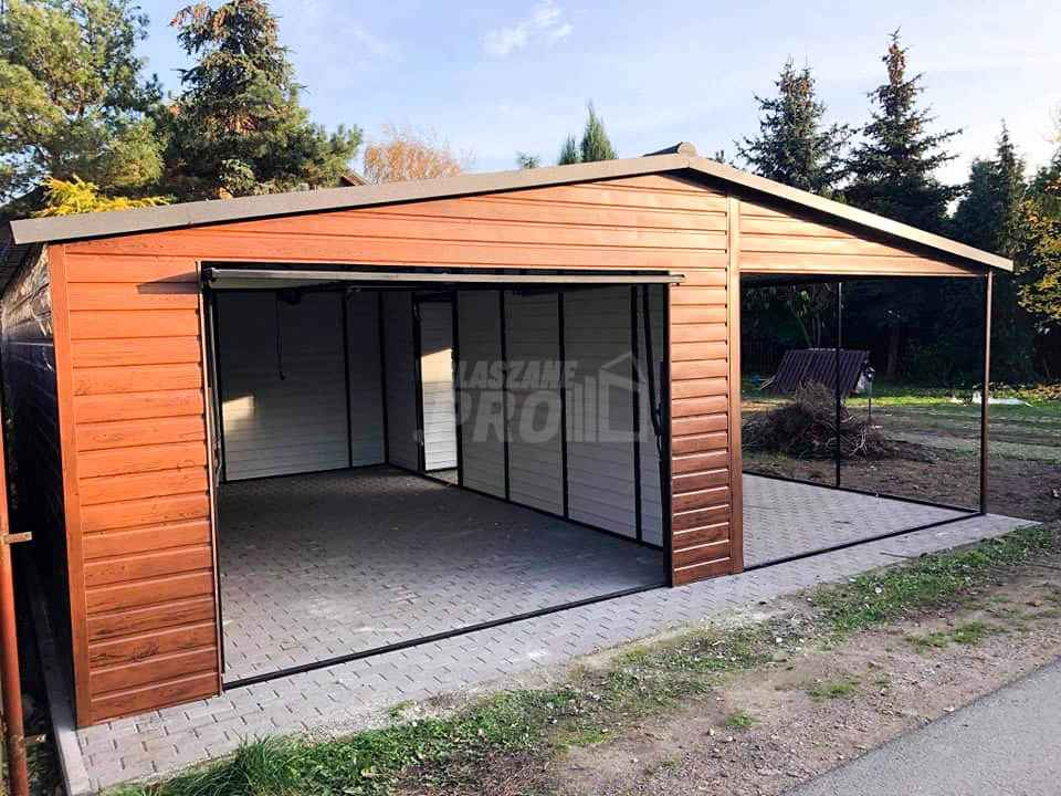 Garaż blaszany 4x6 + wiata 3m Brama uchylna - Blachodachówka GP88 Żnin - zdjęcie 2