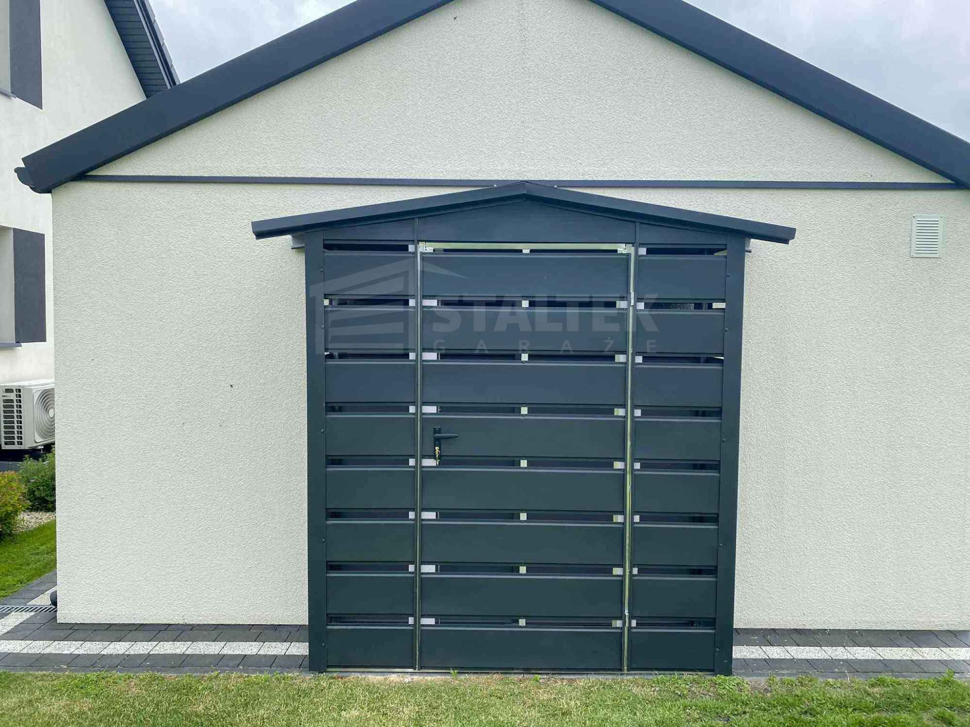 Wiata śmietnikowa 1,5x0,5m antracyt - dach dwuspadowy ST167 Zamość - zdjęcie 2