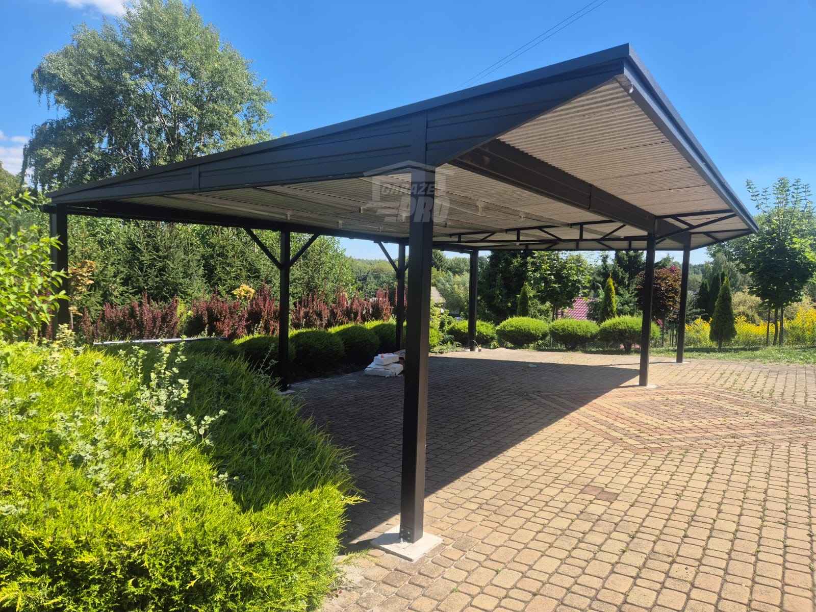 Wiata samochodowa CarPort 8x5 m + wypust dachu 1m  rynny GP721 Legnica - zdjęcie 11