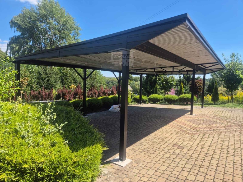 Wiata samochodowa CarPort 8x5 m + wypust dachu 1m  rynny GP721 Legnica - zdjęcie 11