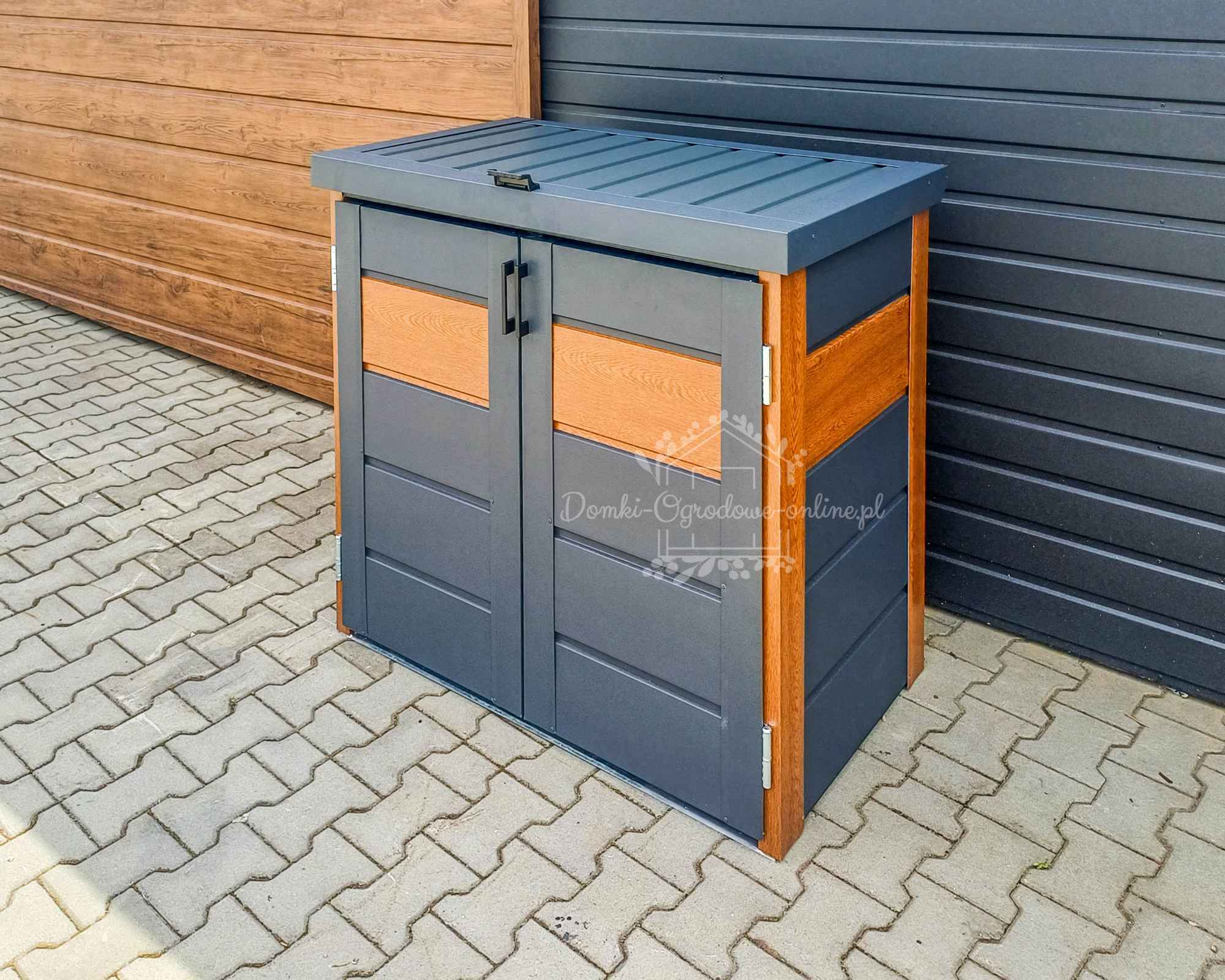 Zabudowa koszy na śmieci 120x65x110 cm 2x120L antracyt złoty dąb ID866 Chodzież - zdjęcie 6