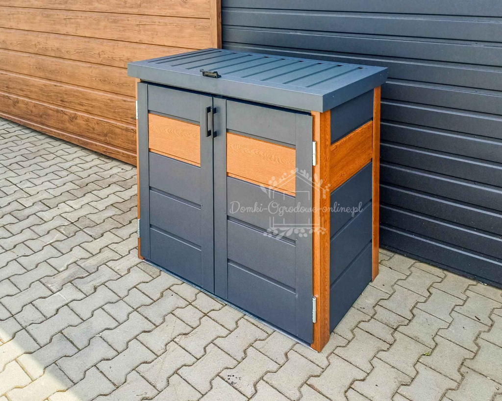 Zabudowa koszy na śmieci 120x65x110 cm 2x120L antracyt złoty dąb ID866 Chodzież - zdjęcie 6