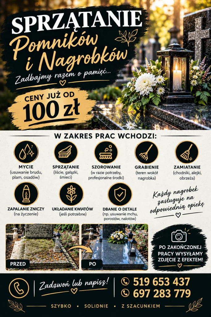 Sprzątanie i czyszczenie nagrobków Stare Miasto - zdjęcie 1