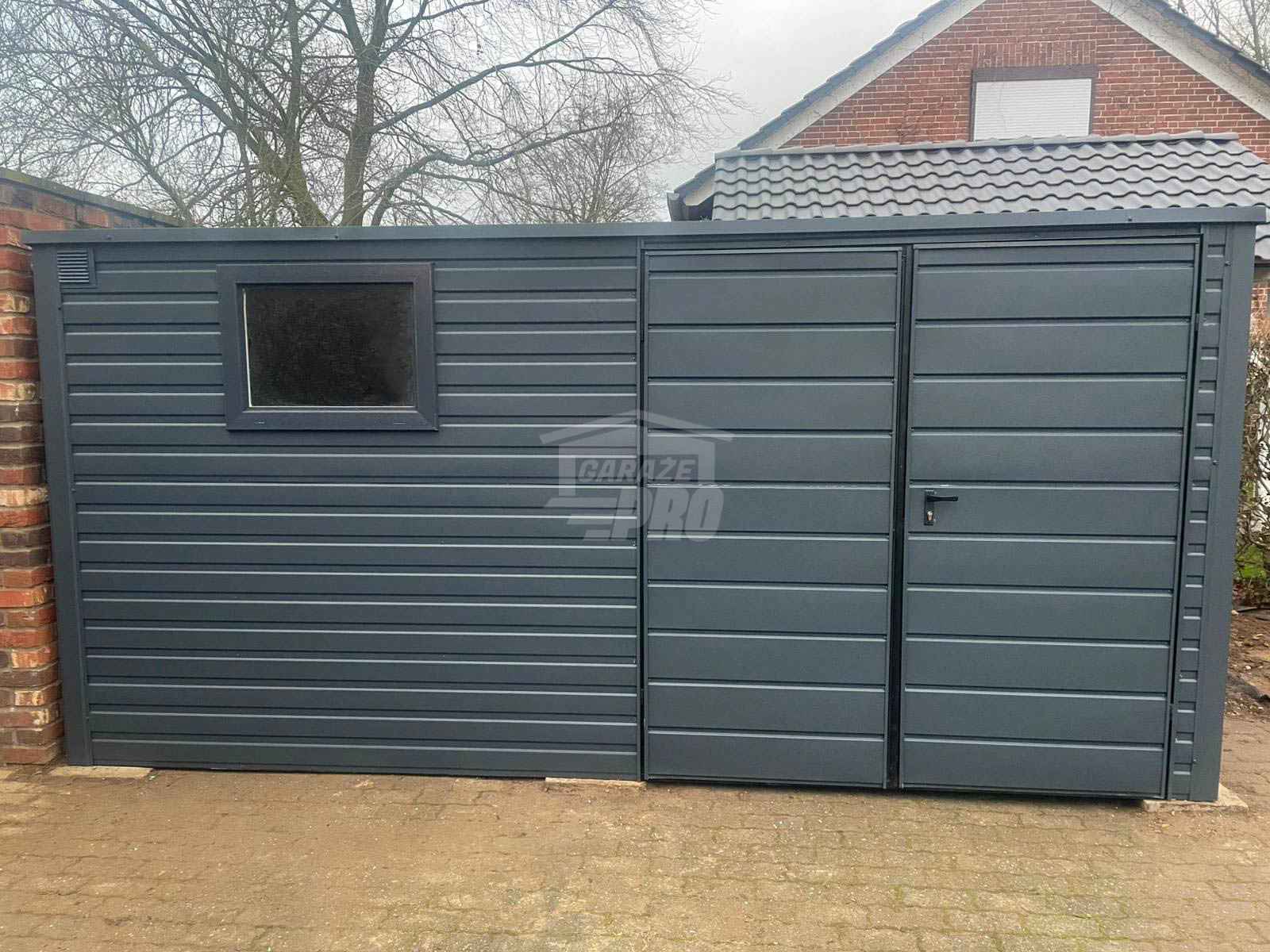 Schowek - Domek ogrodowy 4x2m Brama dwuskrzydłowa okno dach GP528 Gliwice - zdjęcie 3