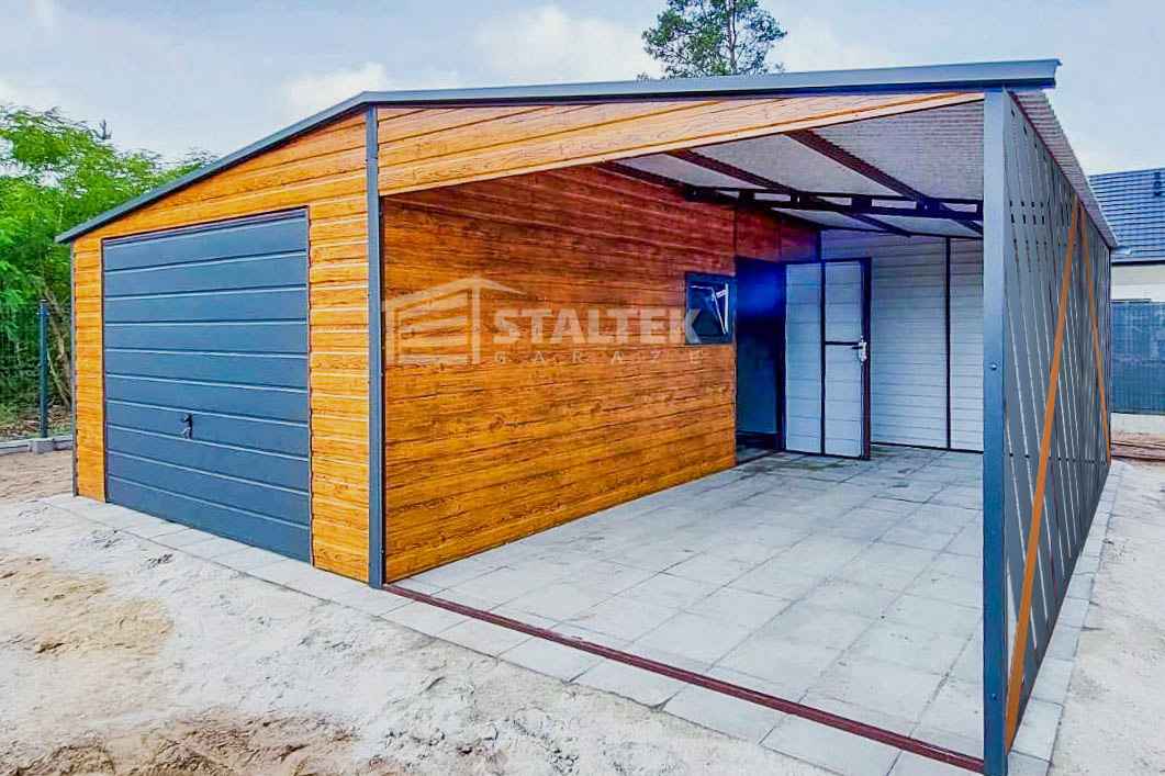 Garaż Blaszany 4x6m + Wiata 4x6m Panele Verona Brama Okno Drzwi  ST138 Rawa Mazowiecka - zdjęcie 3