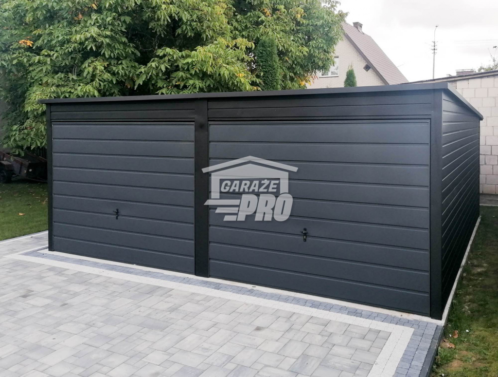 Garaż blaszany 6x5  Brama uchylna x2  antracyt spad w tył  GP124 Nowogard - zdjęcie 4