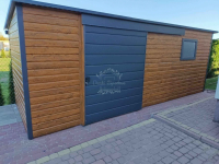 domek ogrodowy 5x2,5m - Drzwi przesuwne  drewnopodobny  antracyt ID763 Nowogard - zdjęcie 4