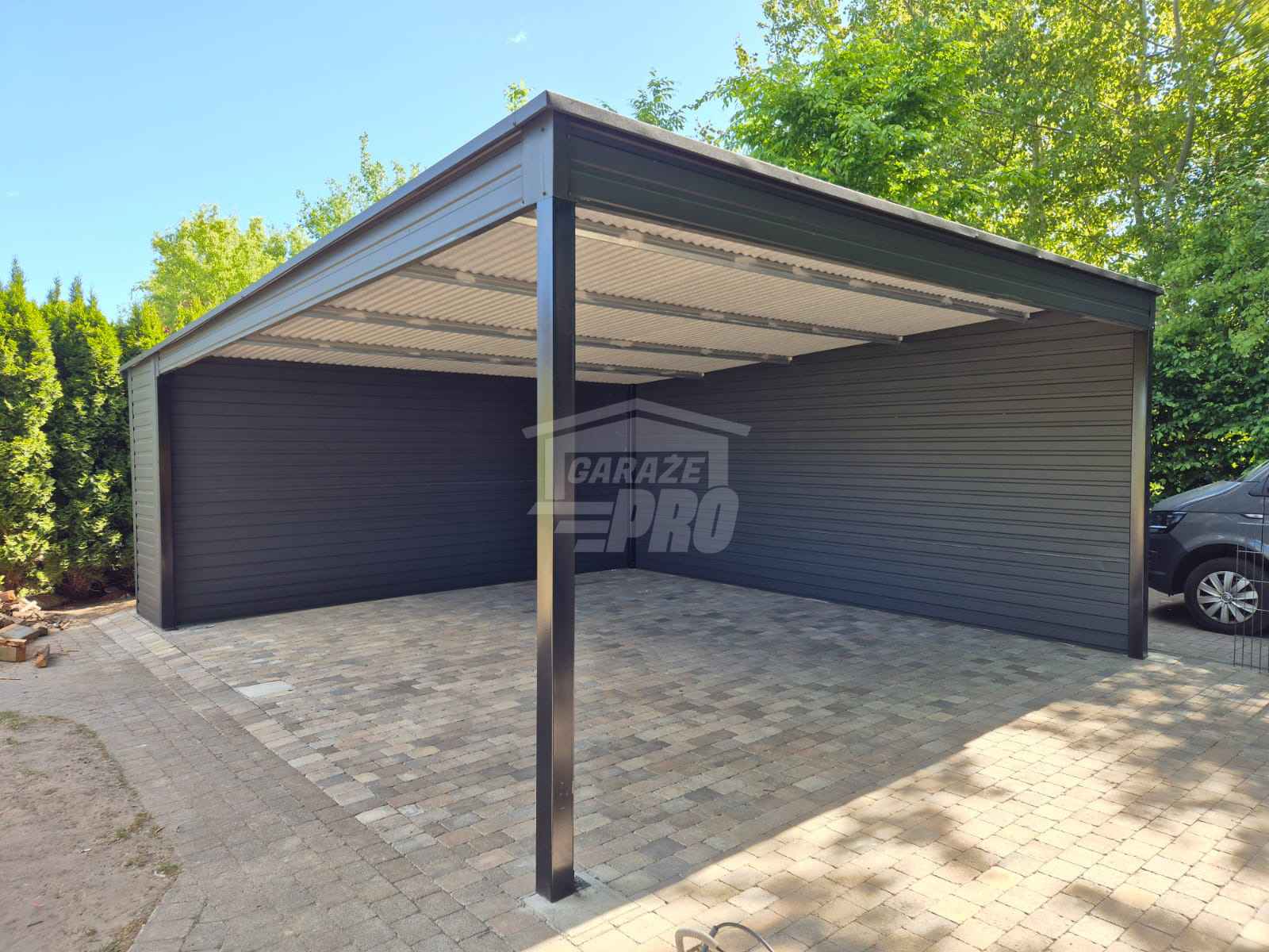 Wiata samochodowa CarPort 6x6 - rynna - dach spad w tył  GP662 Gorzów Wielkopolski - zdjęcie 5