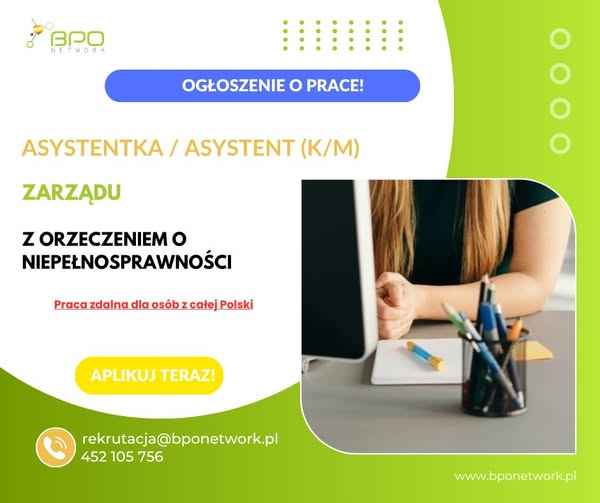 Asystent/Asystentka Zarządu z orzeczeniem zdalnie cała Polska Bemowo - zdjęcie 2