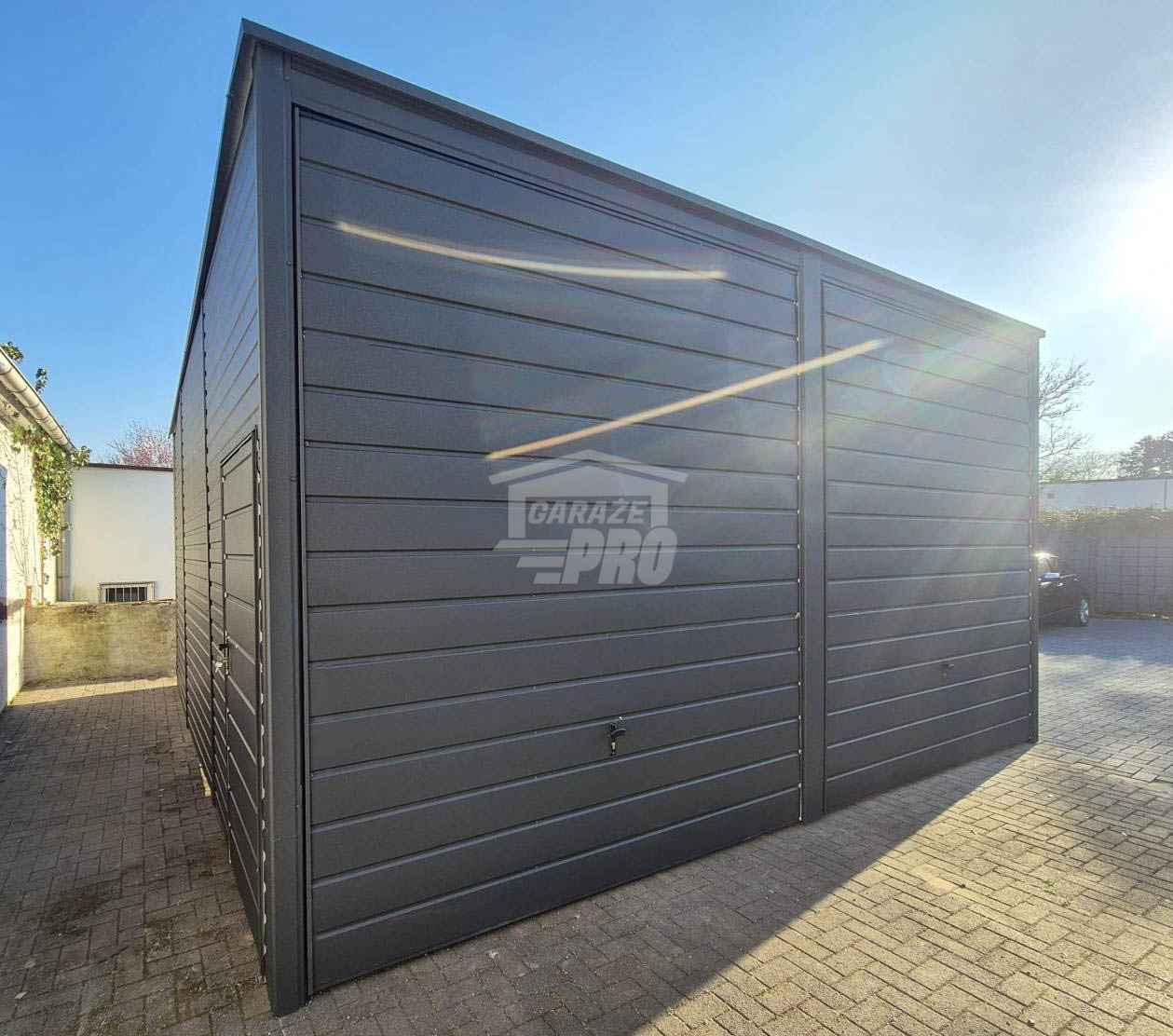 Garaż blaszany 6x6m 2x brama uchylna drzwi okno dach spad w tył  GP594 Ostrowiec Świętokrzyski - zdjęcie 2