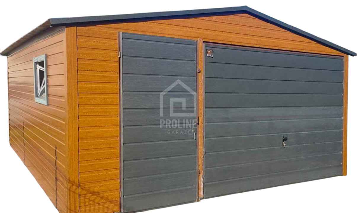 Garaż blaszany 5x5 Brama + drzwi + okno drewnopod Dach dwuspad PLG118 Bochnia - zdjęcie 1