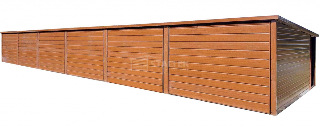 Garaż blaszany 18x5m 6x brama uchylna 2x drzwi rynna spad ST234 Września - zdjęcie 1
