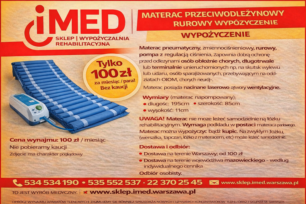 Materac przeciwodlezynowy rurowy wynajem IMED Bemowo - zdjęcie 1