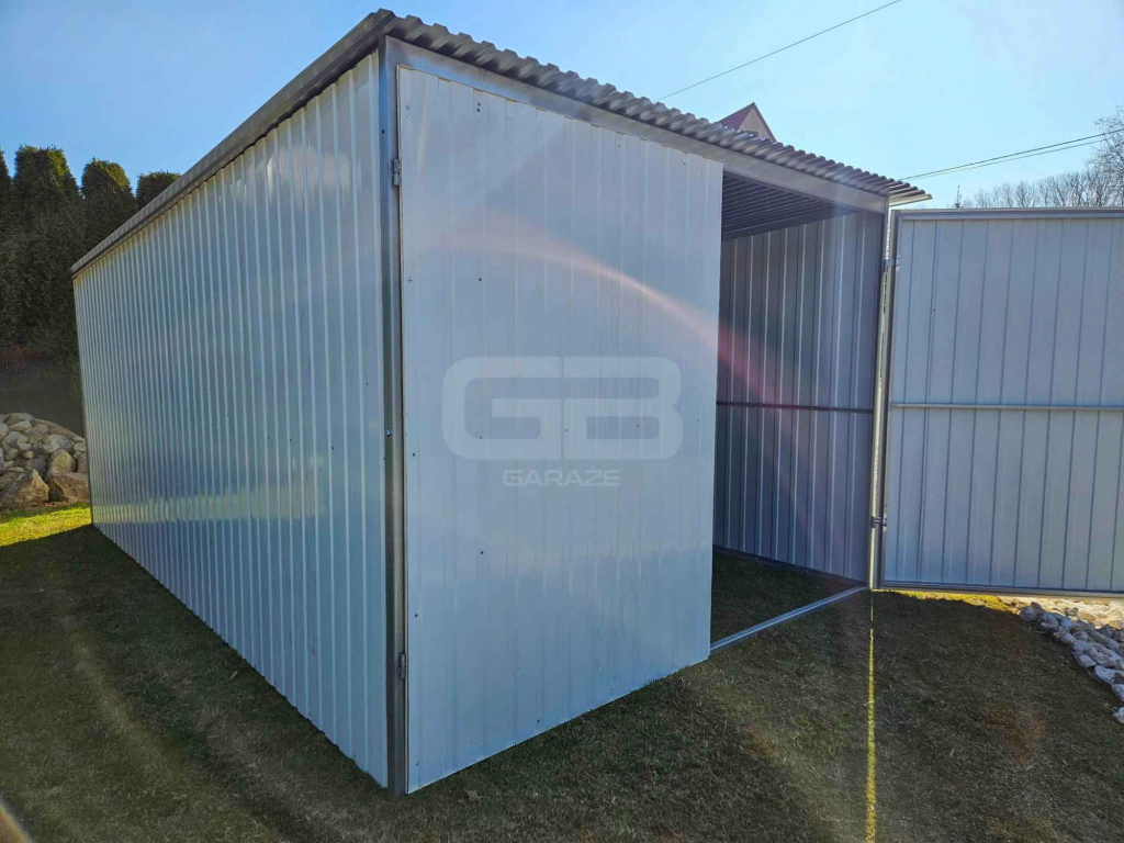 Garaż blaszany 3x5 wolnostojący  - brama dwuskrzdłowa - biały GB143 Szczecinek - zdjęcie 4