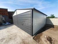Garaż Blaszany 6x6 - 2x Brama - Antracyt + Biały dach dwuspadowy TS541 Żnin - zdjęcie 8