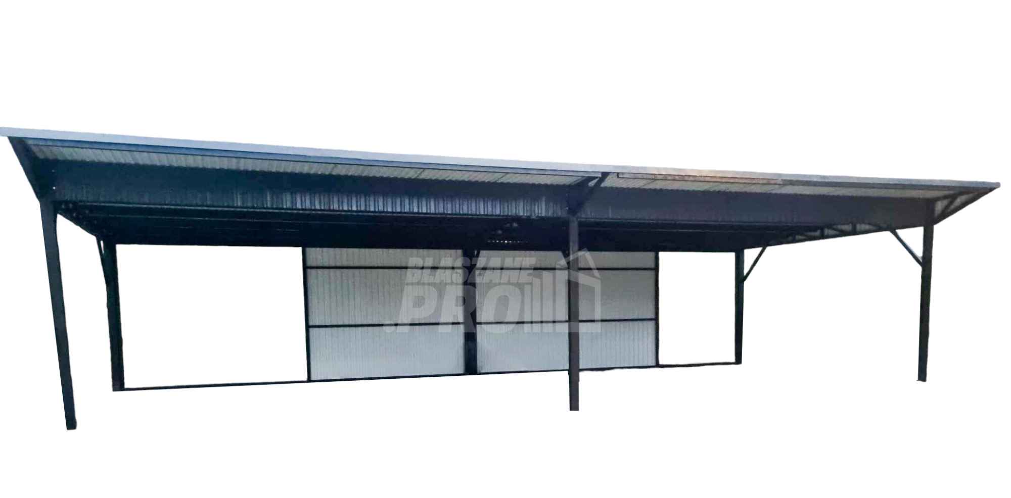 Wiata samochodowa 8x6m częściowa zabudowa + rynna GP167 Jarocin - zdjęcie 1