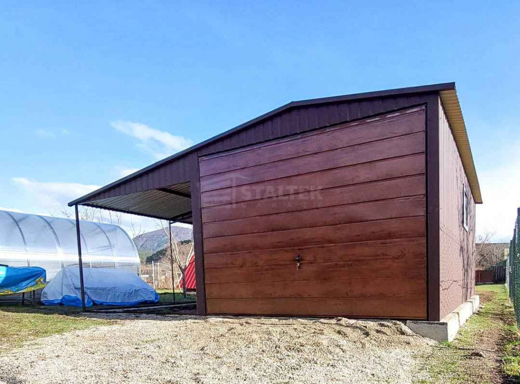 Garaż blaszany 3x6m + wiata 3m - brama uchylna - okno dach ST241 Tarnów - zdjęcie 4