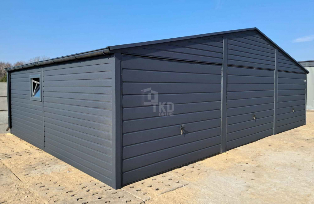 Garaż blaszany 9x6m 3x Brama uchylna okno rynny dach dwuspadowy TKD254 Szczecin - zdjęcie 6