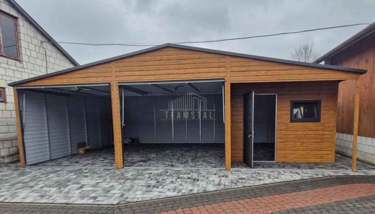 Garaż blaszany 9,5x6m wnęka 2x brama drzwi 3x okno rynny dach TS1147 Nowy Sącz - zdjęcie 6
