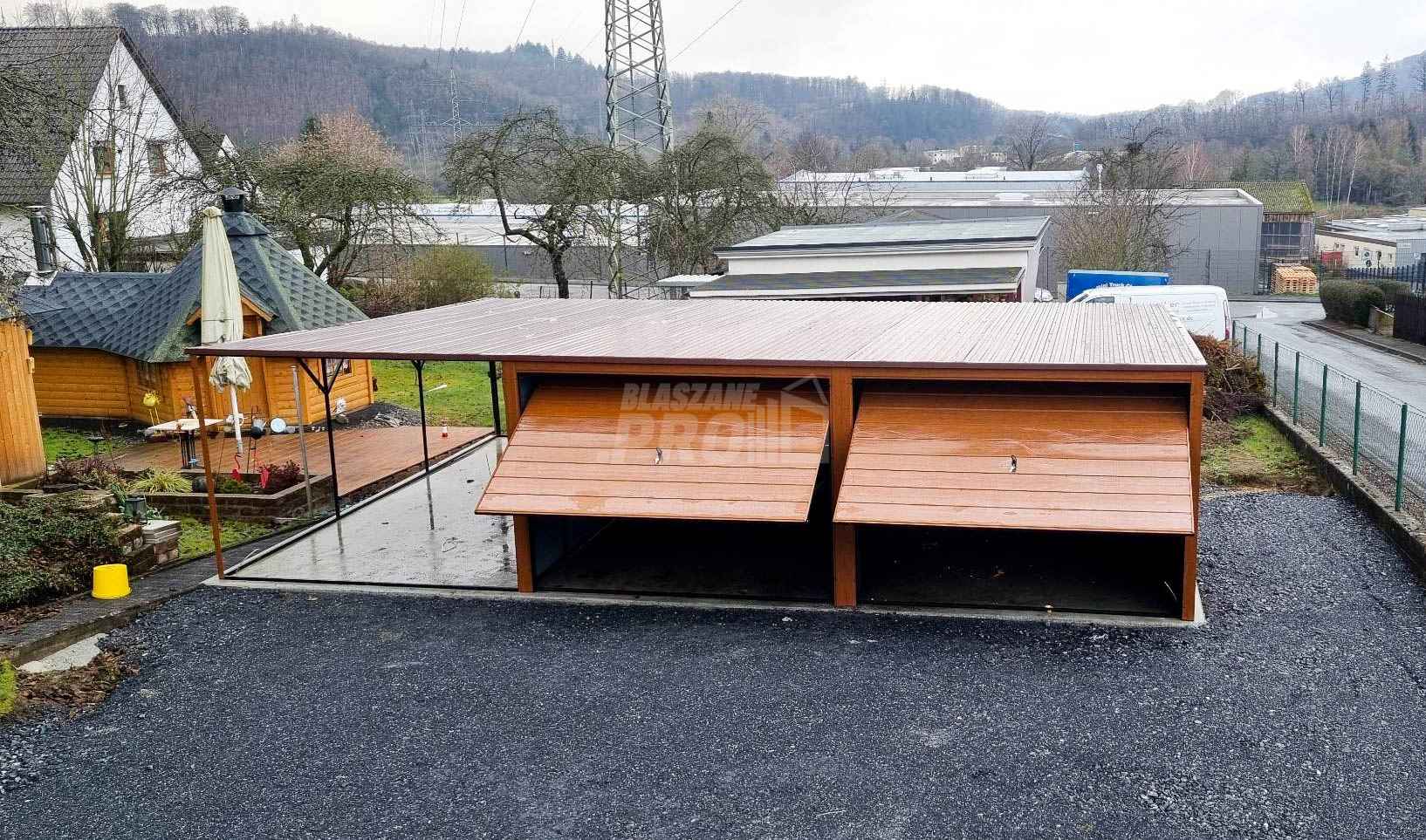 Garaż blaszany 6x6 + 3x6 wiata  Brama uchylna x2 spad w tył GP132 Nowy Sącz - zdjęcie 3