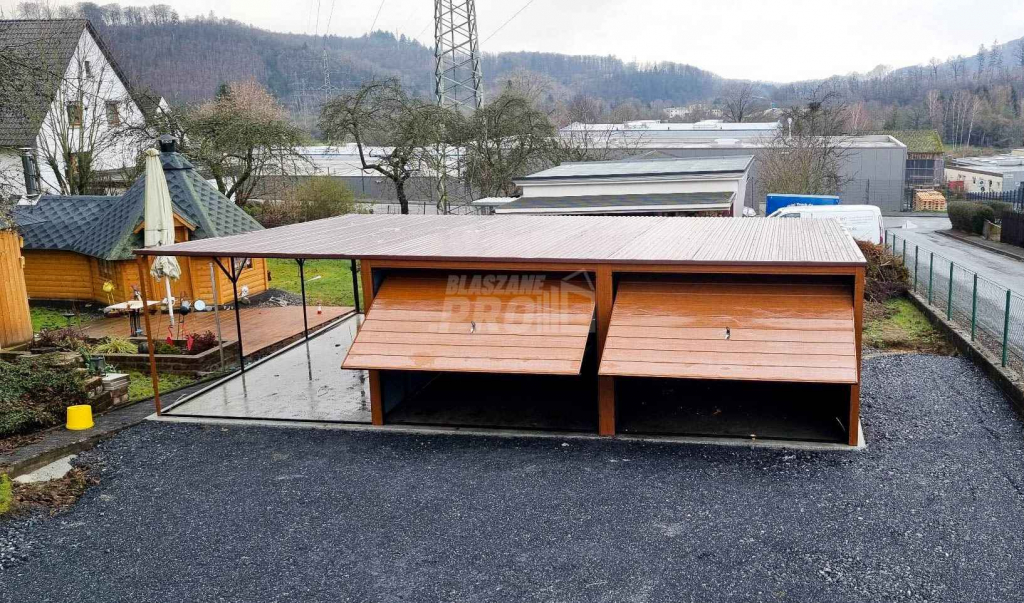 Garaż blaszany 6x6 + 3x6 wiata  Brama uchylna x2 spad w tył GP132 Nowy Sącz - zdjęcie 3