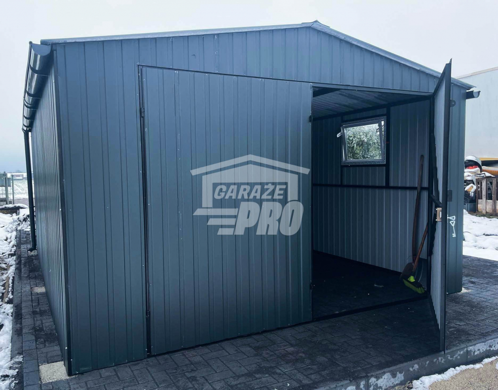 Garaż blaszany 4x5 Brama + okno Antracyt  Dach dwuspadowy GP145 Busko-Zdrój - zdjęcie 2