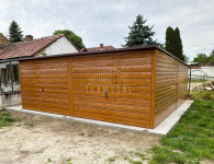 Garaż blaszany 6x6m - 2x brama uchylna drewnopodobny rynna dach TS1118 Piła - zdjęcie 4