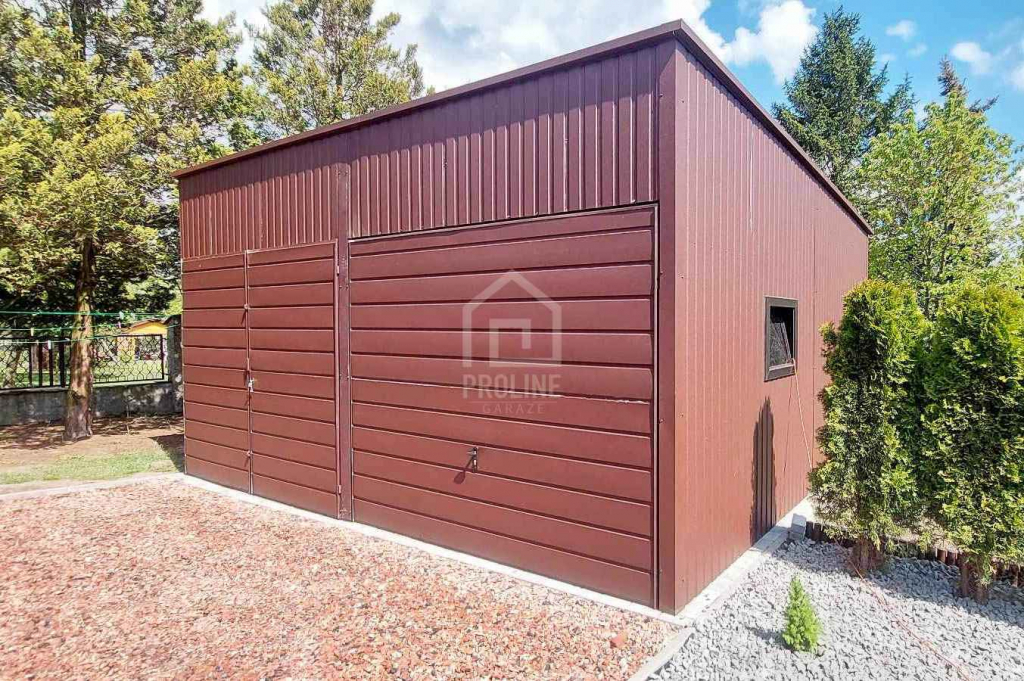 Hala Garaż blaszany 6x6 - 2x Brama - okno  dach w tył PLG107 Siedlce - zdjęcie 2