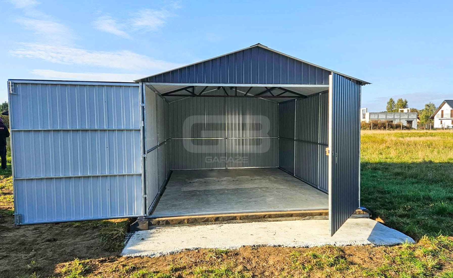 Garaż blaszany 3x6m - wolnstojący brama dwuskrzydłowa dwuspadowy GB155 Gliwice - zdjęcie 5