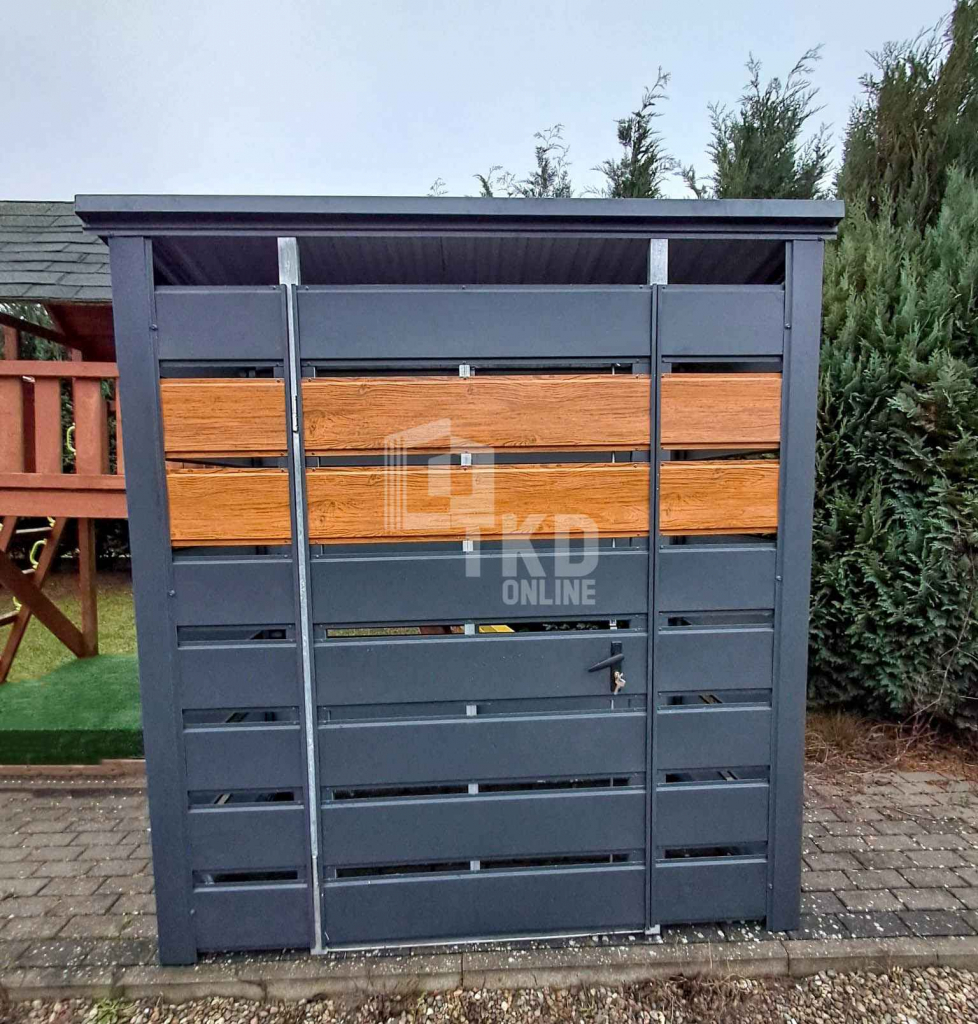 Wiata śmietnikowa 1,6x0,8m Antracyt + jasny orzech TKD395 Ruda Śląska - zdjęcie 4