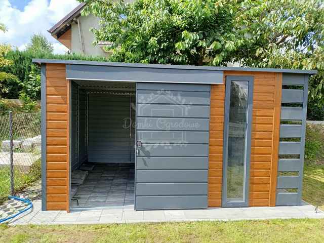 Schowek - domek ogrodowy 4,5x2,5m drzwi przesuwne drewnopodobny ID1087 Lubin - zdjęcie 4