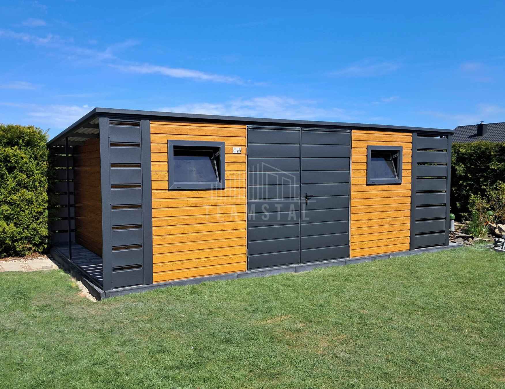 Schowek domek ogrodowy 4,5x3m + wiata 0,5m brama drzwi 2x okno TS1101 Żnin - zdjęcie 3